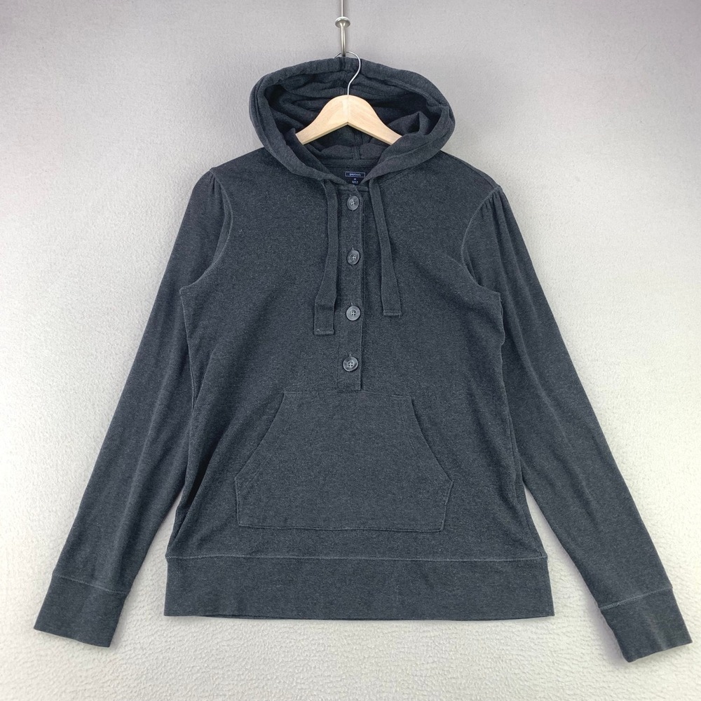 Gapbody Henley Hoodie Women Size M Gray Casual Long Sleeve Lounge Cozy Travel